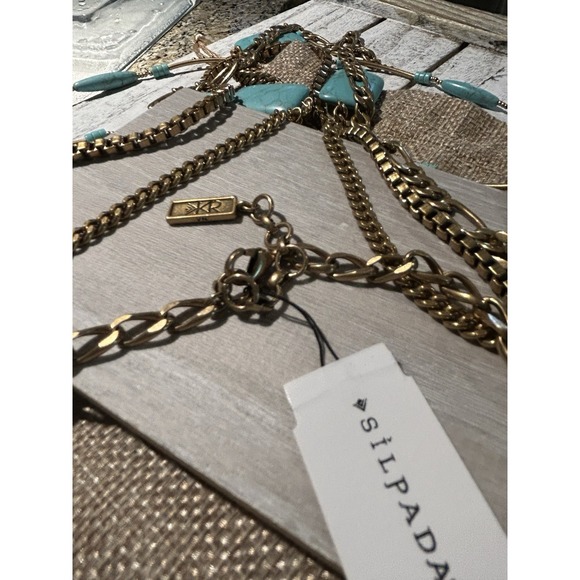 Silpada KR "Toes in the Sand" Howlite Turquoise Brass Necklace 5-Strand NWT $160 - Picture 6 of 11